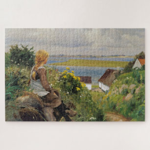 Girl Lost in Thought (by H.A. Brendekilde) Jigsaw Puzzle