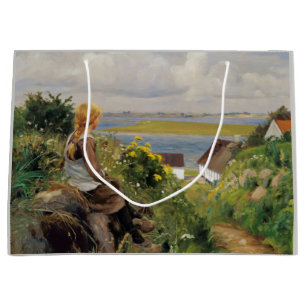 Girl Lost in Thought (by H.A. Brendekilde) Large Gift Bag