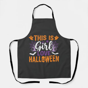 Girl Love Halloween Ghost Design_1 Apron