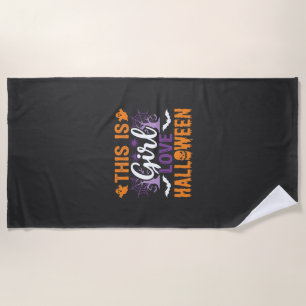 Girl Love Halloween Ghost Design_1 Beach Towel
