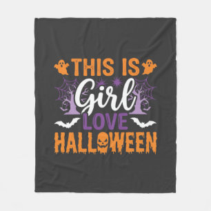 Girl Love Halloween Ghost Design_1 Fleece Blanket