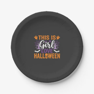 Girl Love Halloween Ghost Design_1 Paper Plate