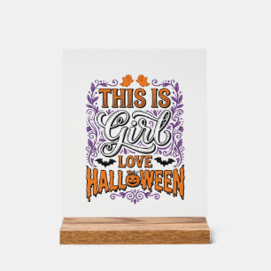 Girl Love Halloween Vintage Cute Spooky Shirt Desi Acrylic Sign