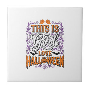 Girl Love Halloween Vintage Cute Spooky Shirt Desi Tile