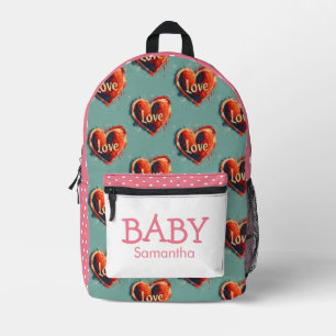 Girl Love Hearts theme Printed Backpack