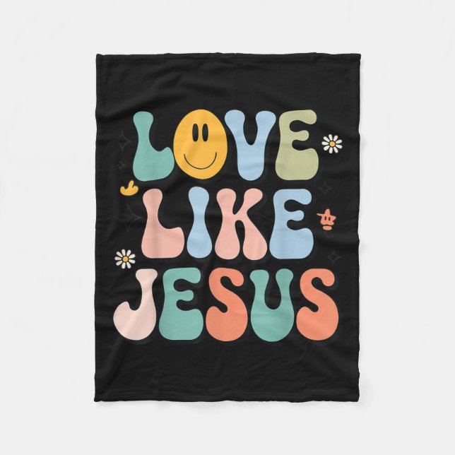 Girl Love Like Jesus Cute Christian Toddler Groovy Fleece Blanket (Front)
