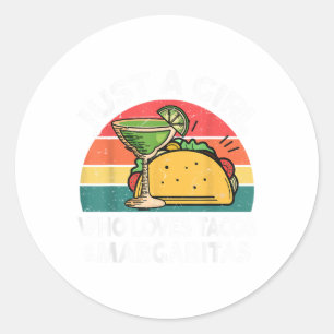 Girl Love Tacos Margarita Shirt Cinco De Mayo Mexi Classic Round Sticker