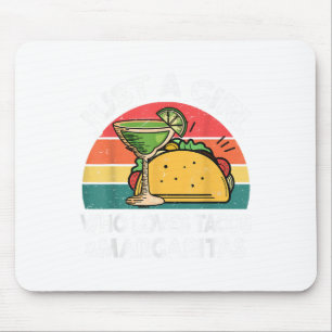 Girl Love Tacos Margarita Shirt Cinco De Mayo Mexi Mouse Mat