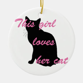 Girl loves cat ceramic tree decoration
