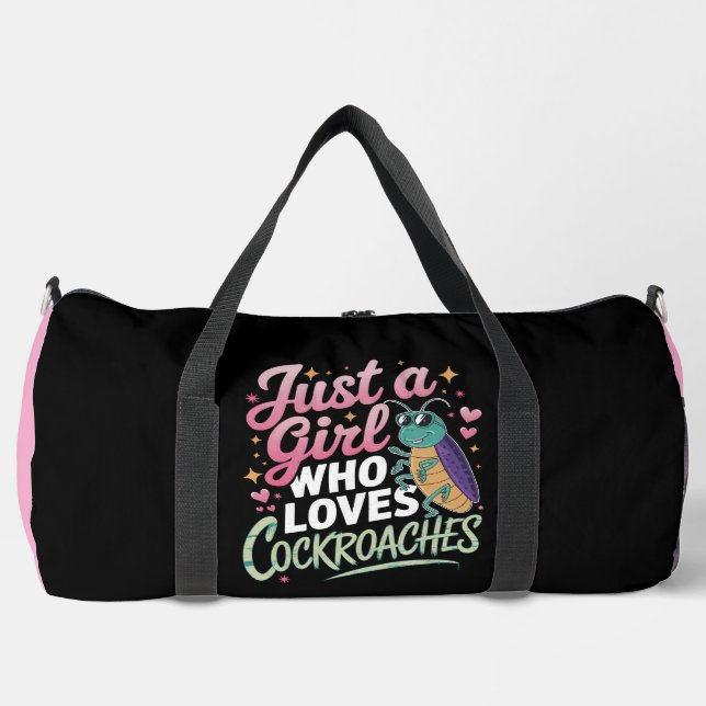 Girl Loves Cockroaches Bug Humour Duffle Bag (Front)