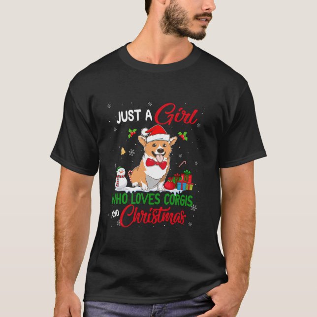 Girl Loves Corgi Dog And Christmas Dog Lover  T-Shirt (Front)
