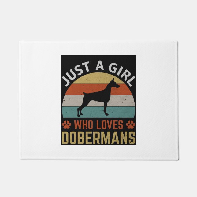 Girl Loves Dobermans Door Mat (Front)