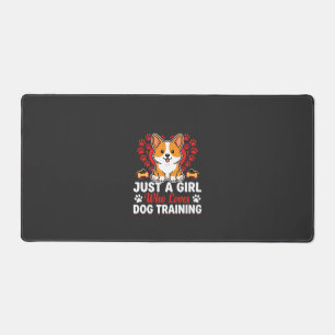 Girl Loves Dog Training Corgi Desk Mat