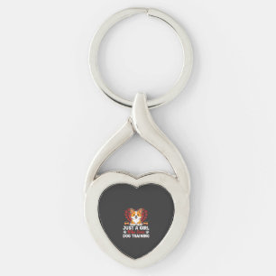 Girl Loves Dog Training Corgi Key Ring