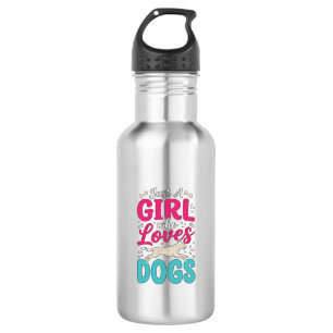 Girl Loves Dogs Vintage Engraving Typography Desig 532 Ml Water Bottle