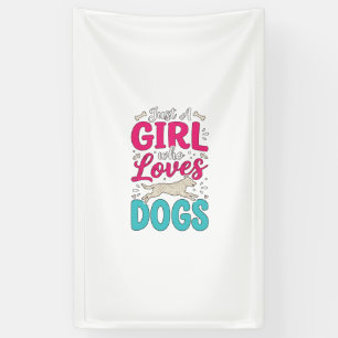 Girl Loves Dogs Vintage Engraving Typography Desig Banner