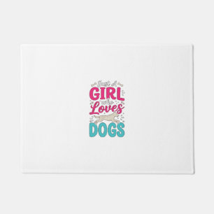 Girl Loves Dogs Vintage Engraving Typography Desig Doormat