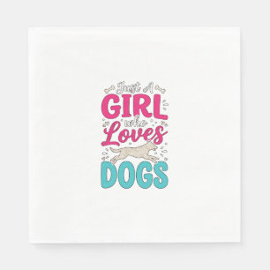 Girl Loves Dogs Vintage Engraving Typography Desig Napkin