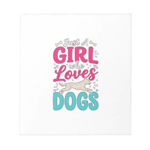 Girl Loves Dogs Vintage Engraving Typography Desig Notepad