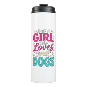 Girl Loves Dogs Vintage Engraving Typography Desig Thermal Tumbler