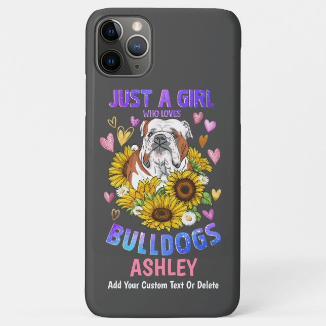 Girl Loves English Bulldog Sunflower Case-Mate iPhone Case (Back)