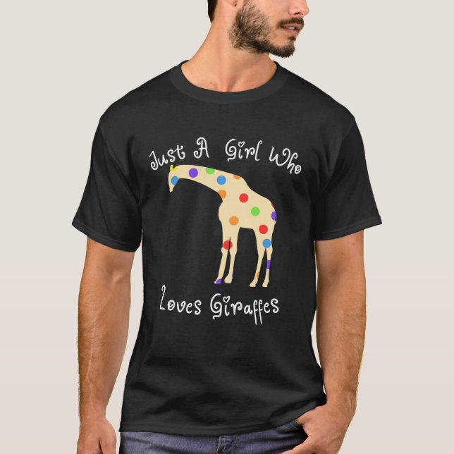 Girl Loves Giraffes Silhouette Polka Dot Print T-Shirt (Front)