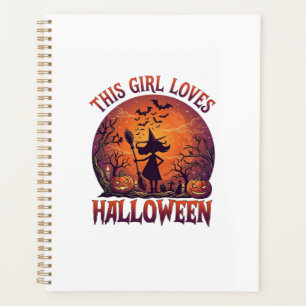 Girl Loves Halloween Witch Pumpkins Bats_1 Planner