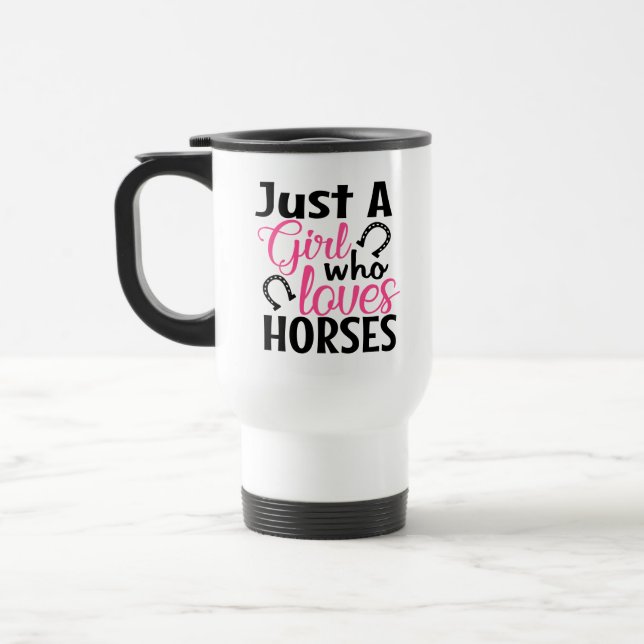 Girl Loves Horses Western Cowgirl Cute Horse Travel Mug (Left)