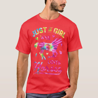 Girl Loves Horsesie Dye Rainbow Horse Riding retro T-Shirt