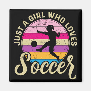 Girl Loves Soccer Colourful Sunset Magnet