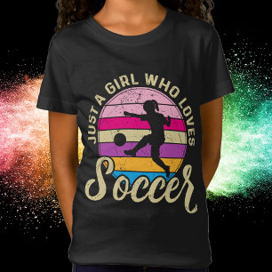 Girl Loves Soccer Colourful Sunset T-Shirt