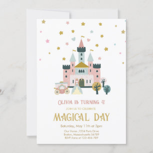 Girl Magical Day Princess Castle Birthday Invitation