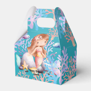 girl magical mermaid under the sea rainbow pastel favour box