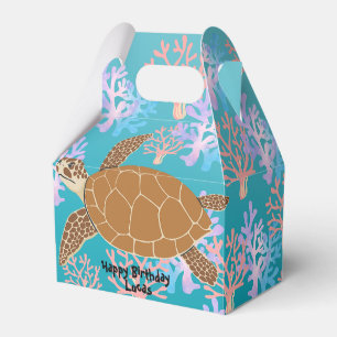 Girl magical turtle under the sea rainbow gradient favour box