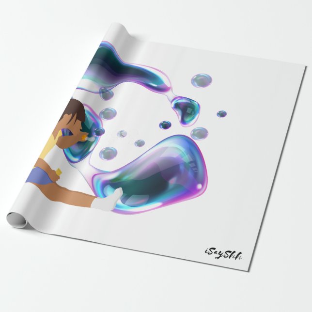 girl make soap bubble wrapping paper (Unrolled)