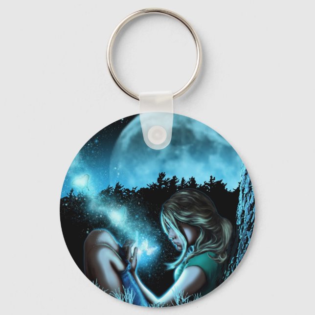 Girl making butterflies key ring (Front)
