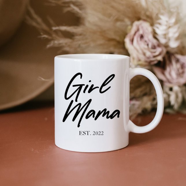 Girl Mama Custom Est Year Minimal Mom Mother Mommy Coffee Mug (Creator Uploaded)
