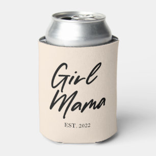 Girl Mama Custom Est Year Minimal Mum Mother Mummy Can Cooler