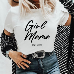 Girl Mama Custom Est Year Minimal Mum Mother Mummy T-Shirt
