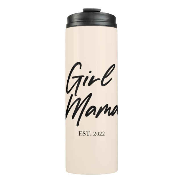 Girl Mama Custom Est Year Minimal Mum Mother Mummy Thermal Tumbler (Front)