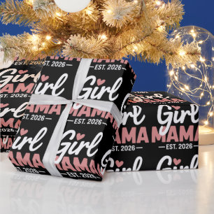 Girl Mama Est 2026 Pregnancy Reveal New Mom to Be  Wrapping Paper