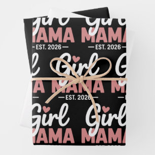 Girl Mama Est 2026 Pregnancy Reveal New Mum to Be  Wrapping Paper Sheet