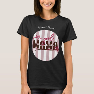 Girl Mama Stripes Circle Minimalist Design T-Shirt