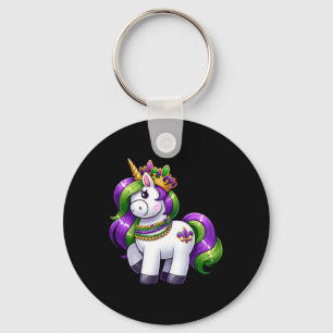 Girl Mardi Gras Princess Unicorn Festive Graphic F Key Ring