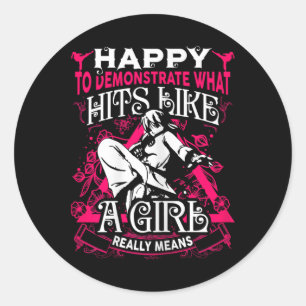 Girl Martial Arts Saying Karate Kung Fu Quote  Classic Round Sticker