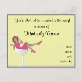 Girl/Martini Glass Bachelorette Party Invitation