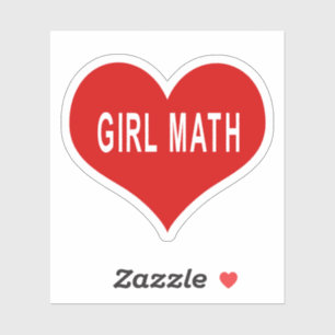 GIRL MATH Red Love Heart Vinyl Sticker