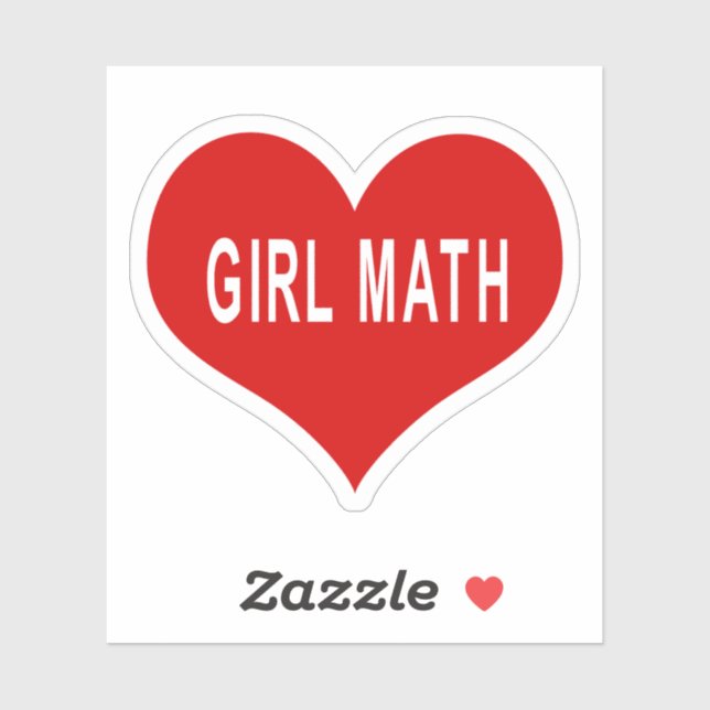 GIRL MATH Red Love Heart Vinyl Sticker (Sheet)