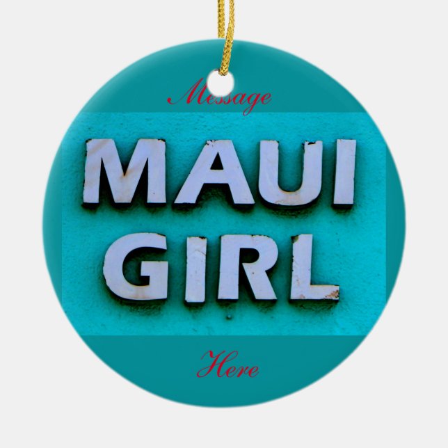 girl maui green customised ceramic tree decoration (Front)