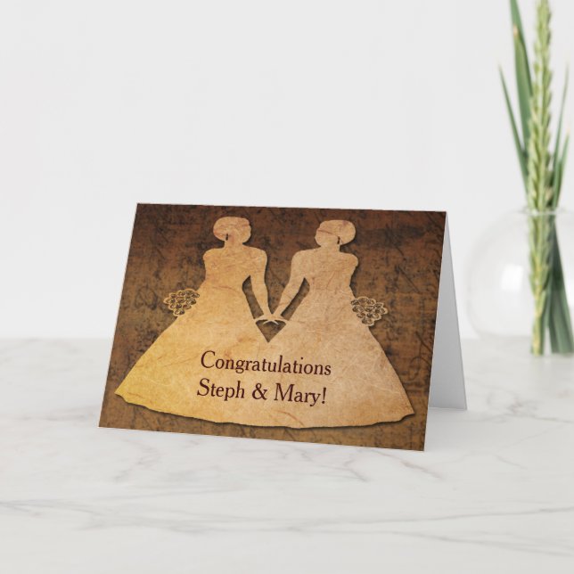 Girl Meets Girl Brides Lesbian Wedding Card (Front)